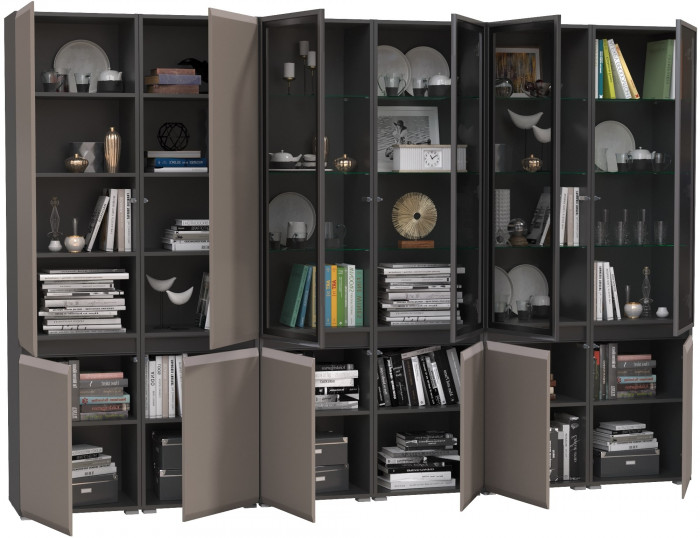 Сидней Комплектация № 019, корпус: антрацит/фасады: МДФ веллюто капучино