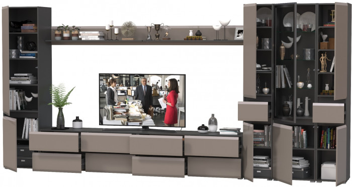 Сидней Комплектация № 113, корпус: антрацит/фасады: МДФ веллюто капучино