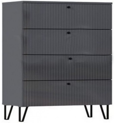 Оливия Комод 4-ящ (Графит Софт, Графит)