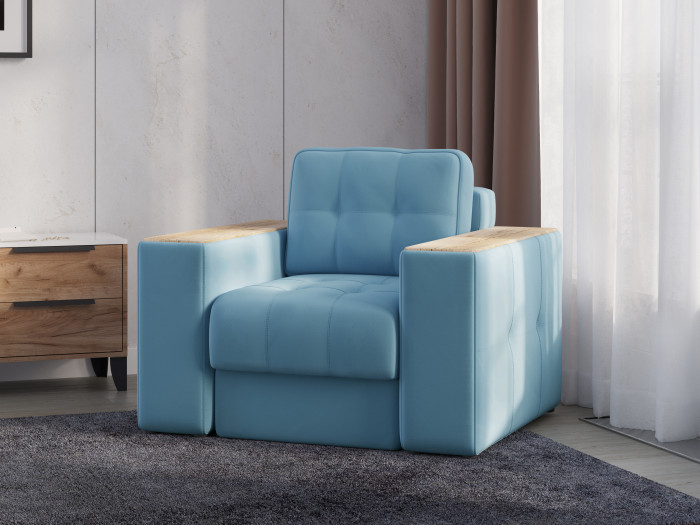 Кресло Виконт, Светло-голубой/Дуб канадский