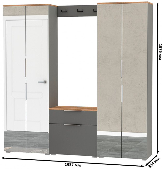Октава Прихожая 26, серый графит/дуб крафт золотой/фасады МДФ серый графит