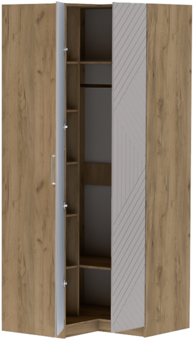 Шкаф угловой "Иннэс-7" - Крафт золотой/Грэй софт