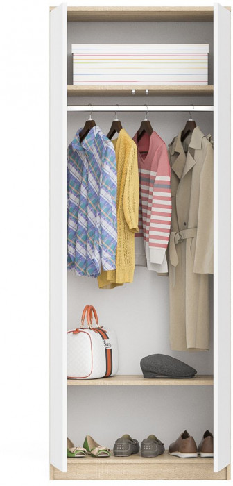 Мори Шкаф МШ800.1, цвет дуб сонома/белый, ШхГхВ 80,4х50,4х209,6 см.