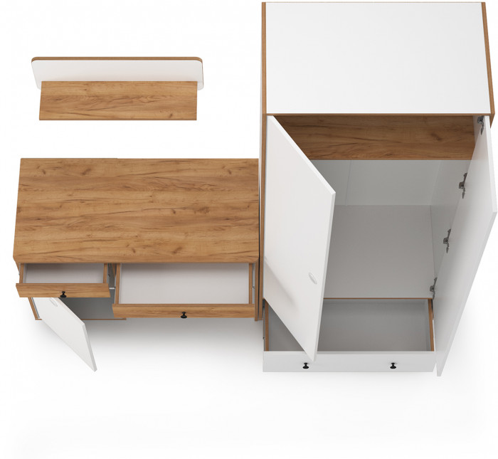 Вуди Компоновка № 18, белый премиум/дуб крафт золотой