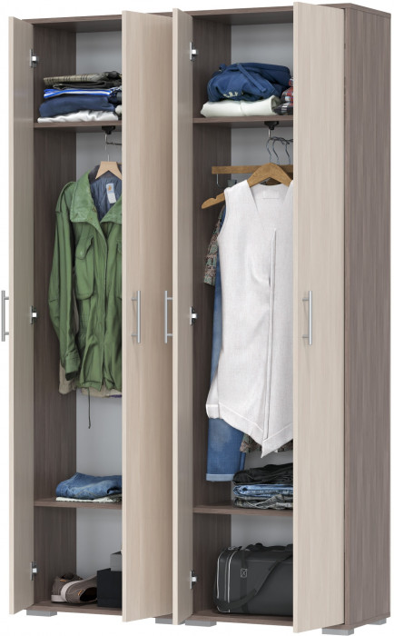Два шкафа для одежды Домино 2-3430бод.тем/св, цвет бодега тёмный/бодега светлый, ШхГхВ 120х36х202 см.