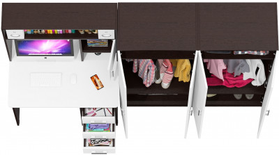 С-МД-СК9 Компоновка № 01, цвет венге/белый шагрень, ШхГхВ 242х70х160 см., НЕ универсальная сборка