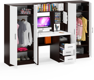 С-МД-СК9 Компоновка № 01, цвет венге/белый шагрень, ШхГхВ 242х70х160 см., НЕ универсальная сборка