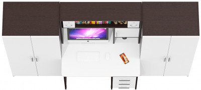 С-МД-СК9 Компоновка № 01, цвет венге/белый шагрень, ШхГхВ 242х70х160 см., НЕ универсальная сборка