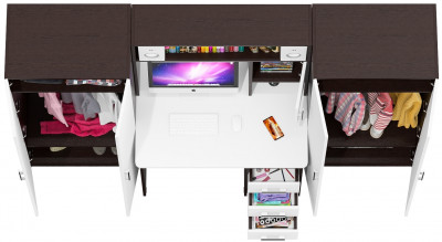 С-МД-СК9 Компоновка № 01, цвет венге/белый шагрень, ШхГхВ 242х70х160 см., НЕ универсальная сборка