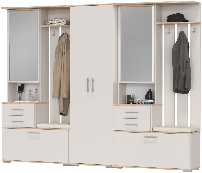 Прихожая Домино 3, дуб крафт золотой/кашемир серый