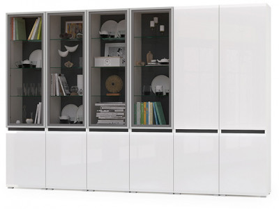 Сидней Комплектация № 019, корпус: белый/чёрный/фасады: МДФ белый глянец