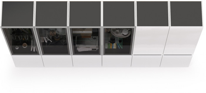 Сидней Комплектация № 019, корпус: белый/чёрный/фасады: МДФ белый глянец