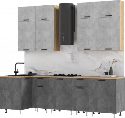 Кухня Рио NEW 1,0х2,6м/1080м (490), Компановка №3, Дуб крафт/Бетон светлый/ Бетон темный