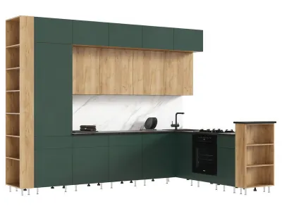 Кухня Техно-5 3,2*2,24м (Крафт/Браш Мени Грин, Дуб Крафт (Кастилло темный))