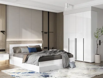 Спальня Норд + Челси, композиция 2, Белый глянец/Белый