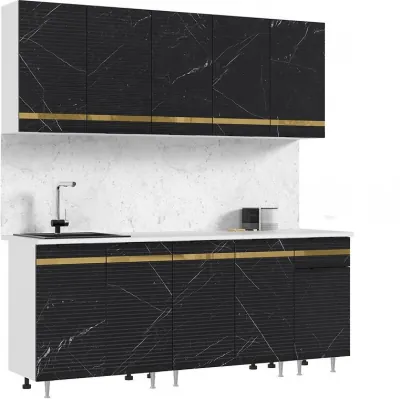 Кухня МДФ Милена 2000 (Белый, Мрамор блэк софт, Антарес)