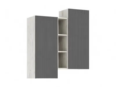 Оскар Шкаф подвесной комбинированный (Графит Софт NEW, Дуб Крафт Белый)
