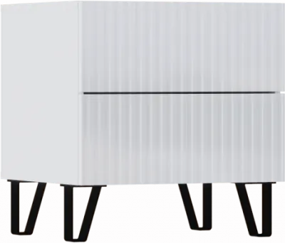 Оливия Тумбы прикроватные 2 ящика, 2 шт. (Белый, Белый глянец)