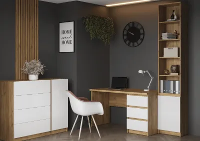 Кабинет Бостон, композиция 1, крафт золотой/белый глянец