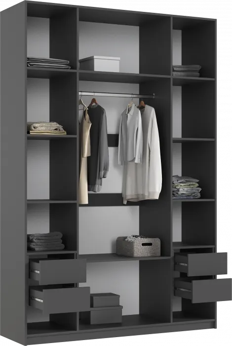 Марвэл Шкаф 4-х створчатый 1600, Браш Графит, Графит
