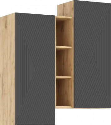 Флэш Шкаф подвесной комбинированный (Браш Графит, Дуб Крафт)