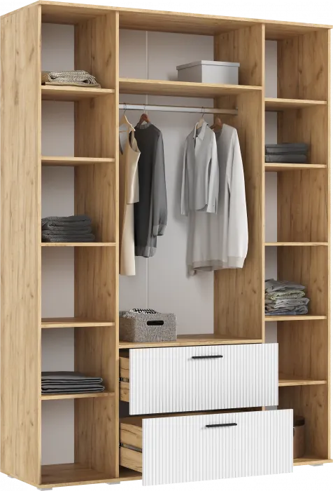 Сильвия Шкаф 4-х створчатый 1600, Браш Вайт/Дуб Крафт