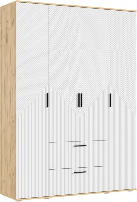 Сильвия Шкаф 4-х створчатый 1600, Браш Вайт/Дуб Крафт