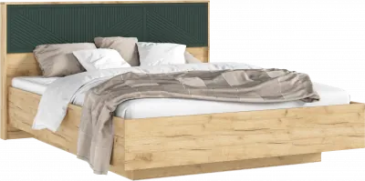 Сильвия Кровать парящая 1,6м (ортопед дерево) с подсветкой Браш Мени Грин/Дуб Крафт, Дуб Крафт