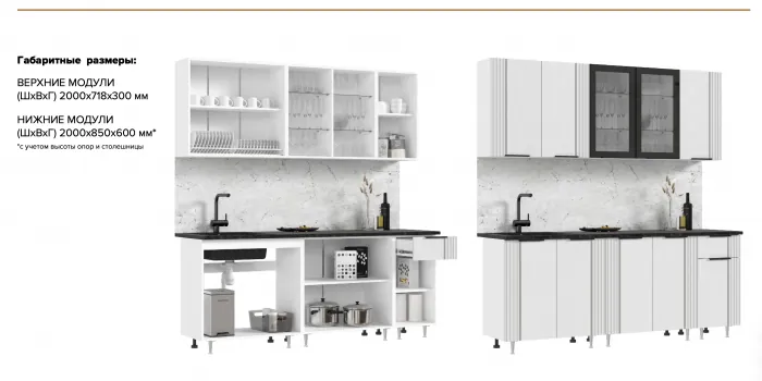 Кухня Виктория 2,0м Пластер бьянко/графит