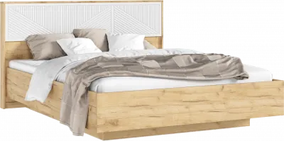 Сильвия Кровать парящая 1,6м (ортопед металл) с подсветкой Браш Вайт/Дуб Крафт, Дуб Крафт