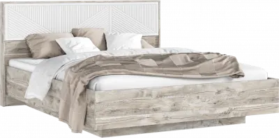 Сильвия Кровать парящая 1,6м (ортопед металл) с подсветкой Браш Вайт/Дуб Юкон, Дуб Юкон