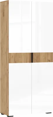 Роджина Шкаф двухстворчатый (800) (Белый глянец, Дуб Крафт Золотой)