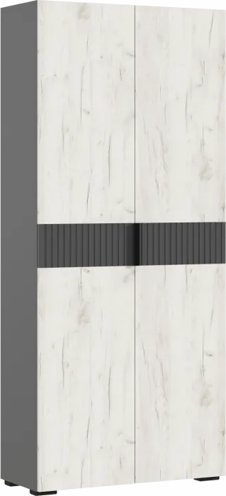 Роджина Шкаф двухстворчатый (800) (Белый глянец, Дуб Крафт Золотой)