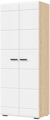 ЛИБЕРТИ ШК 02 Шкаф 2-х створчатый (800х2100х500) Фасад МДФ БЕЛЫЙ ГЛЯНЕЦ/Корпус ДУБ СОНОМА