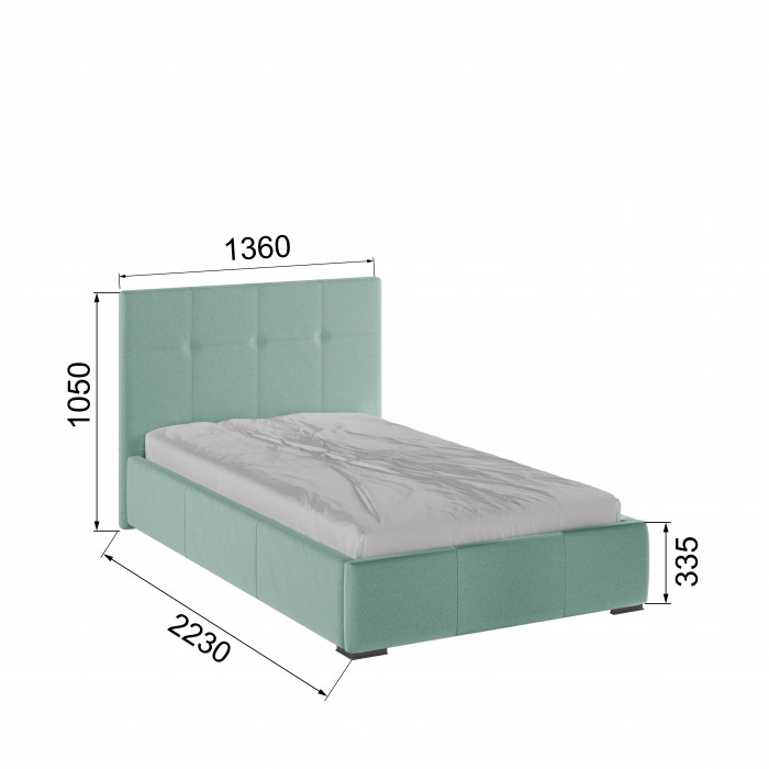 Рио Кровать интерьерная 120 мятный квадрат, ПМ