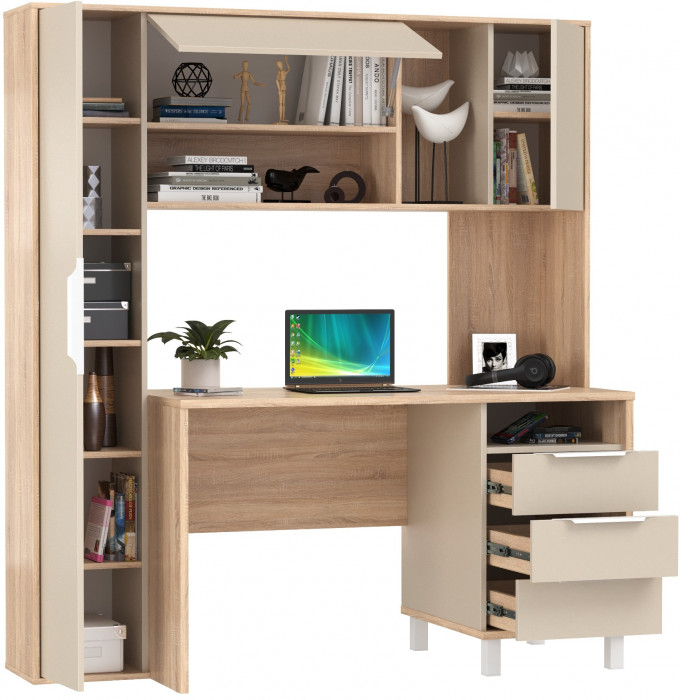 Стол компьютерный Комфорт 12.95N, цвет дуб сонома/сатин, ШхГхВ 162х60,3х180 см., НЕ универсальная сборка (Стол рабочий)