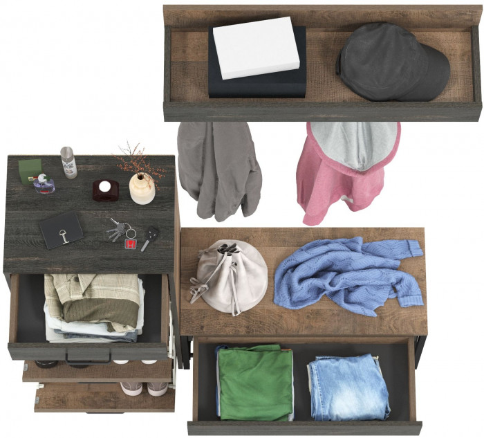 Трувор Прихожая 180, цвет дуб гранж песочный/интра, ШхГхВ 130х37х195 см., универсальная сборка