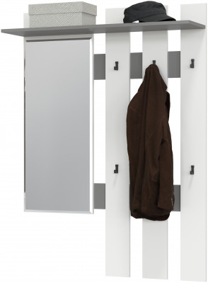 Лира ГК 2-3814граф/бел Вешалка с зеркалом, цвет графит/белый, ШхГхВ 100х28х135 см., универсальная сборка