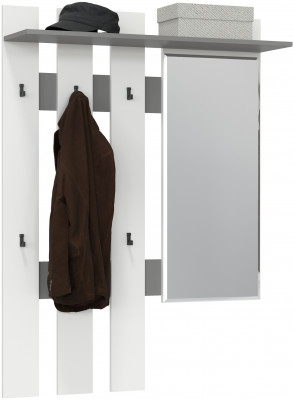 Лира ГК 2-3814граф/бел Вешалка с зеркалом, цвет графит/белый, ШхГхВ 100х28х135 см., универсальная сборка
