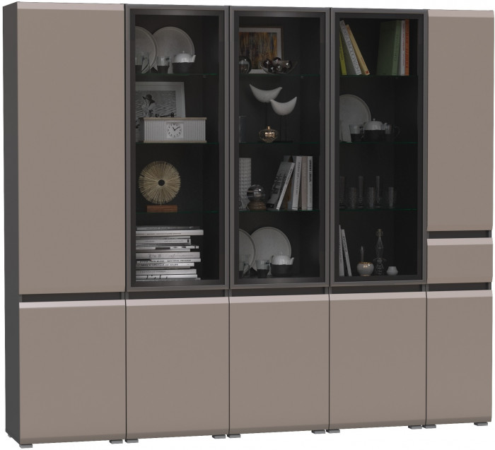 Сидней Комплектация № 020, корпус: антрацит/фасады: МДФ веллюто капучино