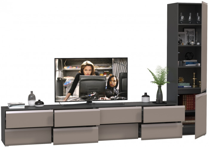 Сидней Комплектация № 127, корпус: антрацит/фасады: МДФ веллюто капучино