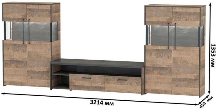 Трувор Гостиная 068, дуб гранж песочный/интра