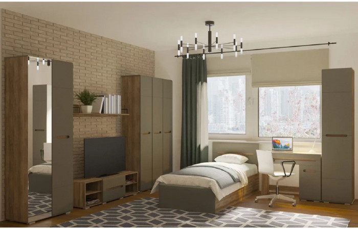 Кровать с настилом 90х200 Наоми КР-12, графит