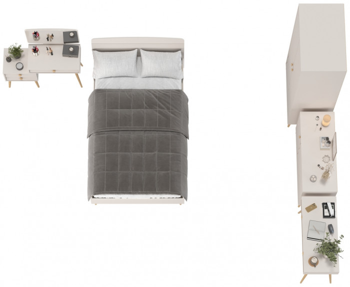 Афина Спальня 09-1200, цвет кашемир серый, сп.м. 1200х2000 мм., б/м, основание есть - фанера