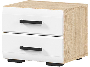 ЛИБЕРТИ ТБ 01 Тумба прикроватная (400х330х340) Фасад МДФ БЕЛЫЙ ГЛЯНЕЦ/Корпус ДУБ СОНОМА