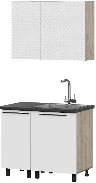 Кухня Этна 1.0 м. Комплект 1, софт вайт гиза