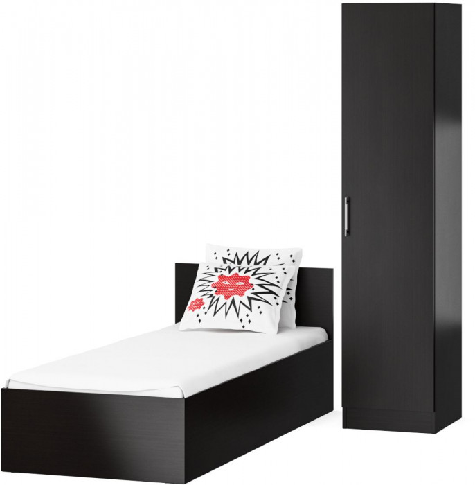 Кровать 0800 + Пенал Стандарт, цвет венге, ШхГхВ 83,5х203,5х70 + 45х52х200 см., сп.м. 800х2000 мм., без матраса, основание есть