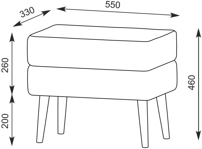 Банкетка 6-5138ТКШсв.серый Тифани, цвет ткань светло-серая, ШхГхВ 55х33х46 см.(прямоугольная банкетка на четырёх ножках), цвет ножек: иней
