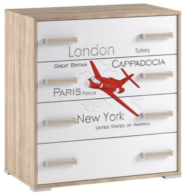 Модульная детская спальня Бланка, набор 3, Дуб сонома/Белый с фотопечатью