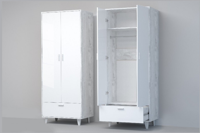 Эго Шкаф ШК-1 НГ (Камень Темный/Бетон Светлый)